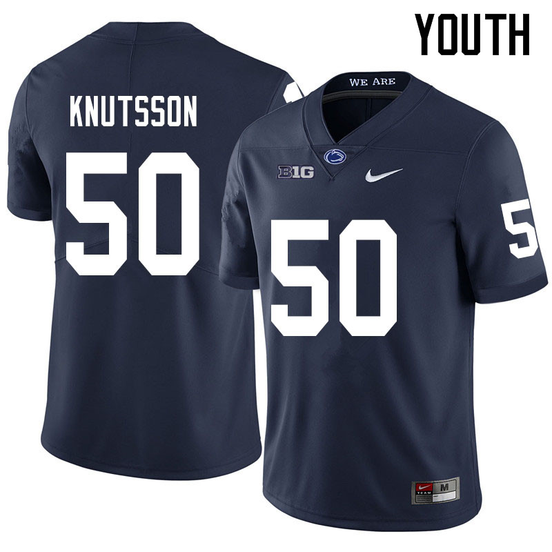 Youth #50 WIll Knutsson Penn State Nittany Lions College Football Jerseys Sale-Navy